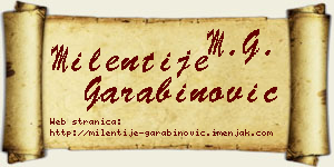 Milentije Garabinović vizit kartica